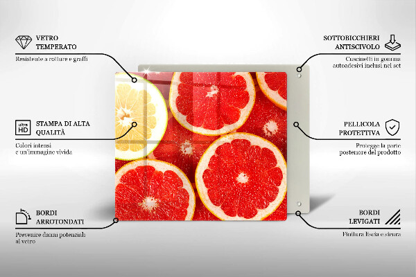 Glass kitchen board Grapefruit slices
