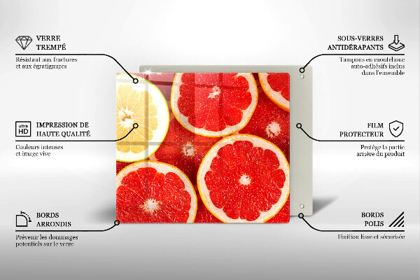 Glass kitchen board Grapefruit slices