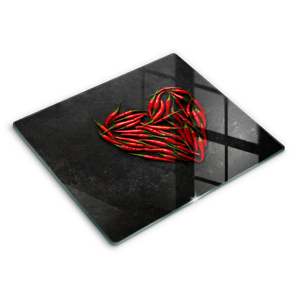 Worktop heat protector Chili peppers heart