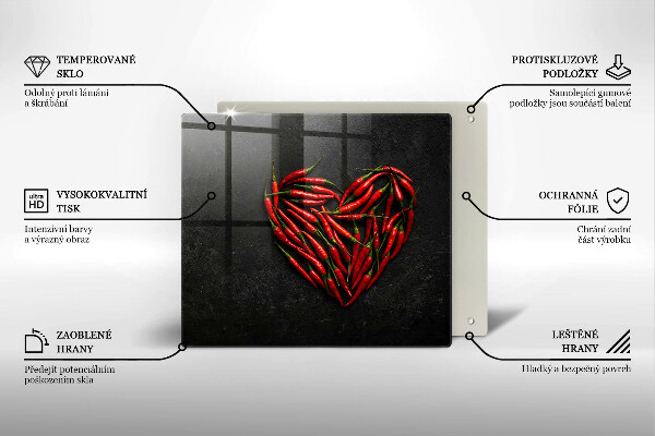 Worktop heat protector Chili peppers heart