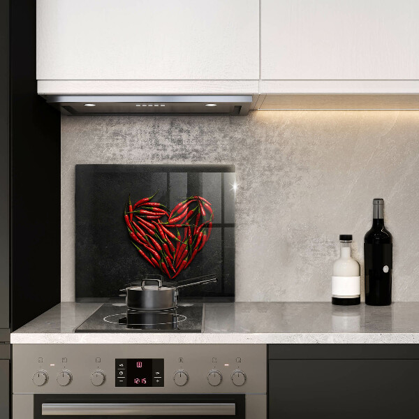 Worktop heat protector Chili peppers heart