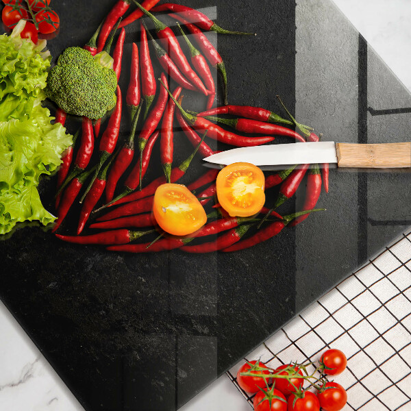 Worktop heat protector Chili peppers heart