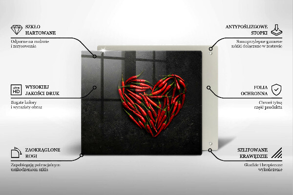 Worktop heat protector Chili peppers heart
