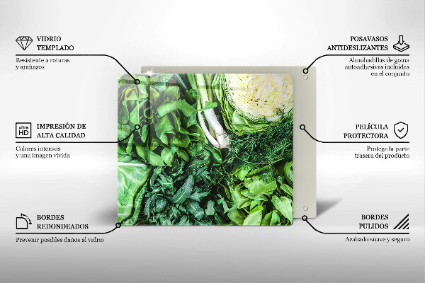 Induction hob cover Green vegetables