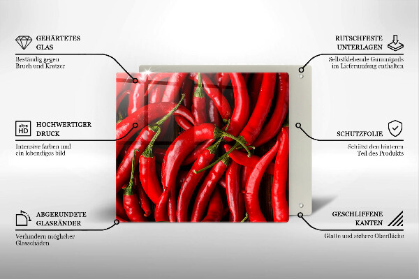 Glass kitchen board Hot chili peppers