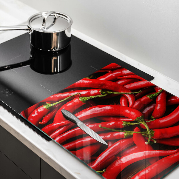 Glass kitchen board Hot chili peppers