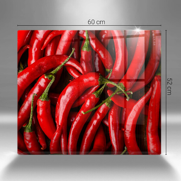 Glass kitchen board Hot chili peppers