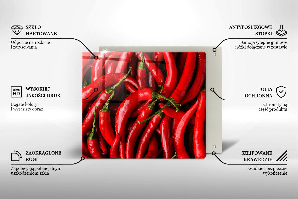 Glass kitchen board Hot chili peppers