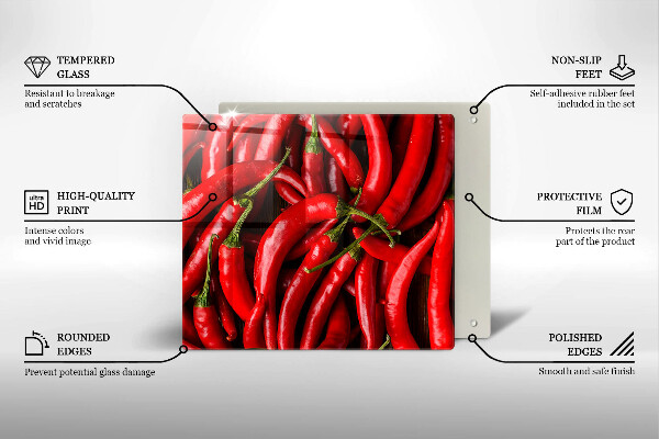 Glass kitchen board Hot chili peppers