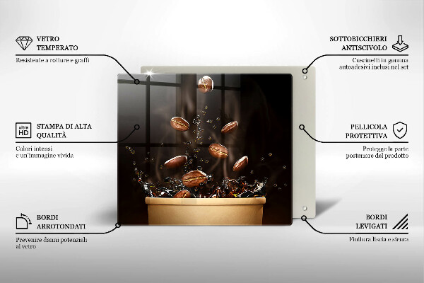 Glass kitchen board Hot coffee beans