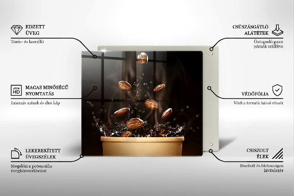 Glass kitchen board Hot coffee beans