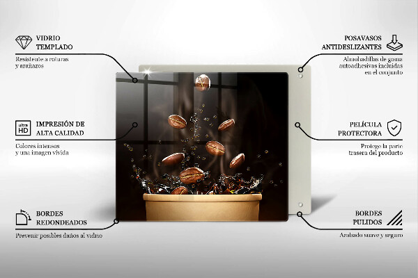 Glass kitchen board Hot coffee beans