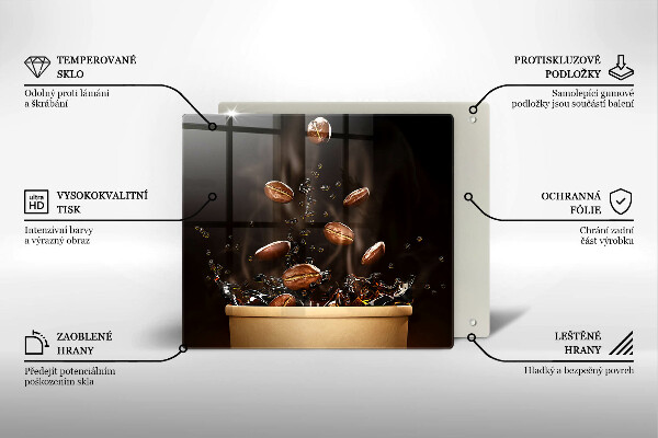 Glass kitchen board Hot coffee beans