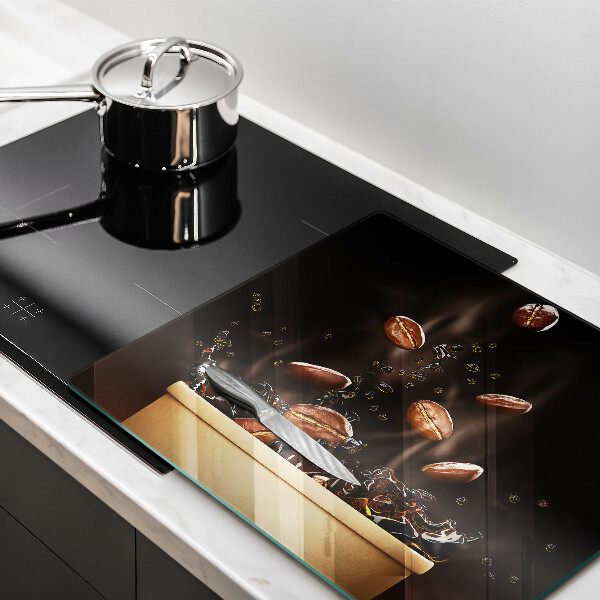 Glass kitchen board Hot coffee beans