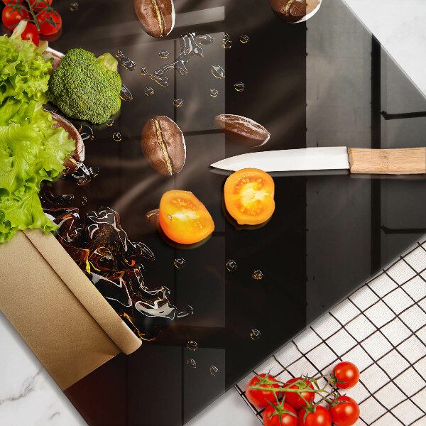 Glass kitchen board Hot coffee beans