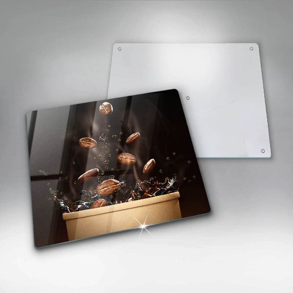 Glass kitchen board Hot coffee beans