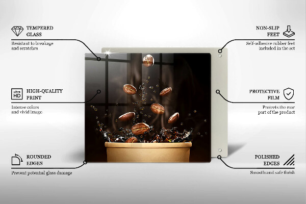 Glass kitchen board Hot coffee beans