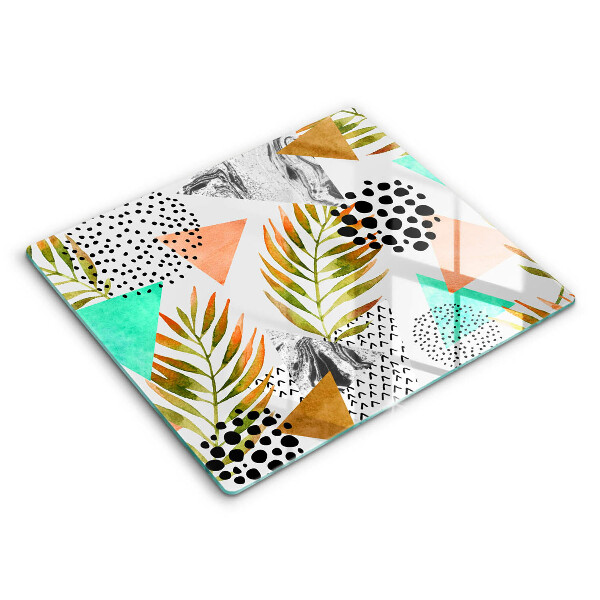 Induction hob cover Boho leaves pattern