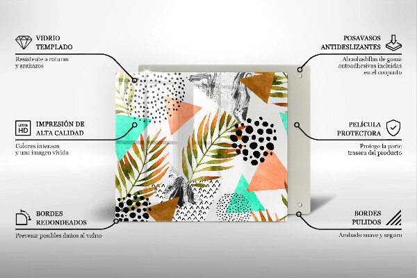 Induction hob cover Boho leaves pattern