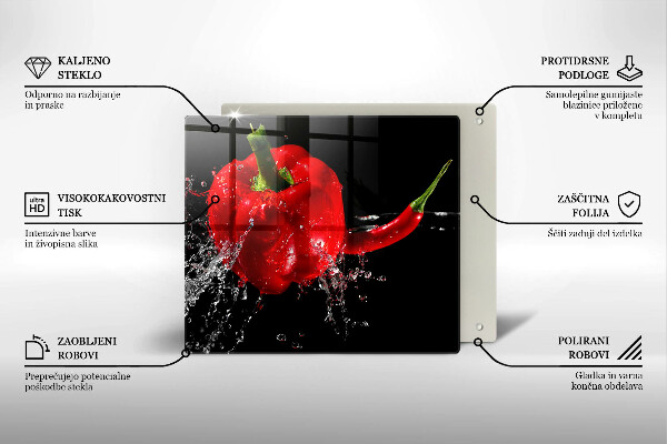 Kitchen worktop saver Red peppers in water