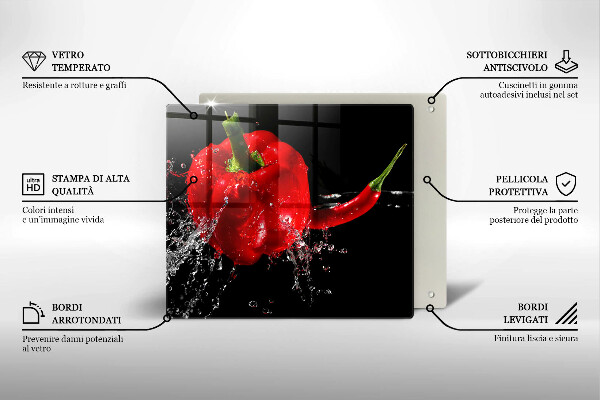 Kitchen worktop saver Red peppers in water