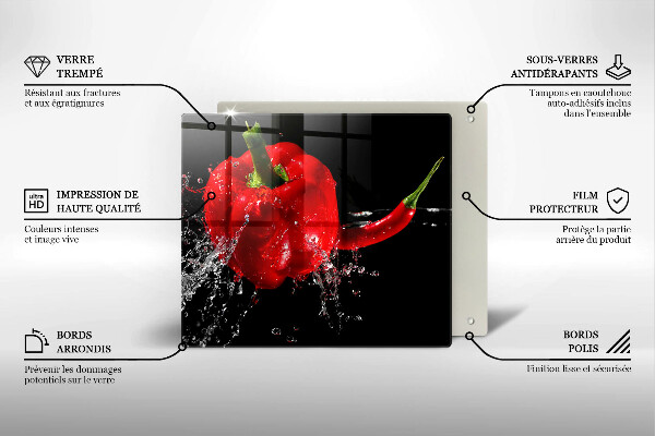 Kitchen worktop saver Red peppers in water