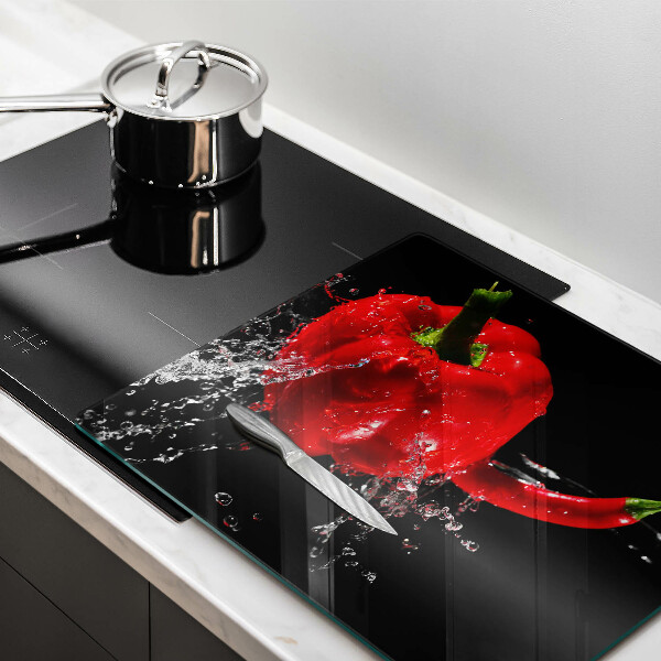 Kitchen worktop saver Red peppers in water