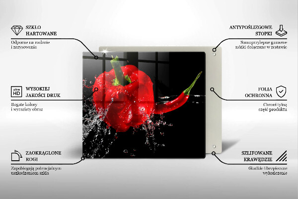 Kitchen worktop saver Red peppers in water