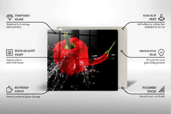 Kitchen worktop saver Red peppers in water