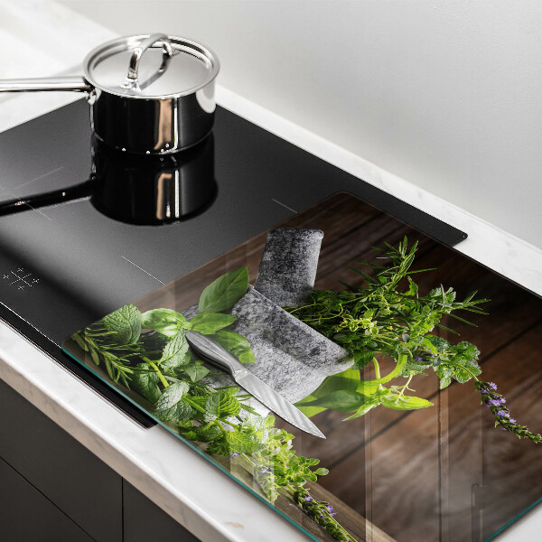 Kitchen worktop saver Herbs plants and wood