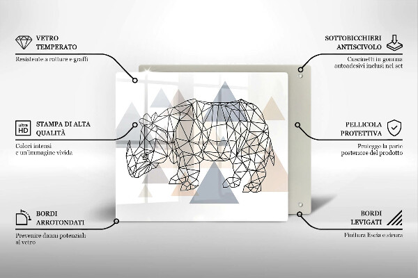 Worktop heat protector Line-art rhino