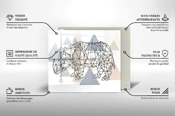 Worktop heat protector Line-art rhino