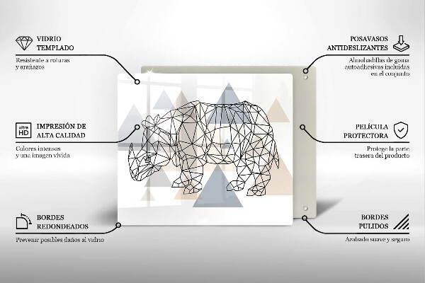 Worktop heat protector Line-art rhino