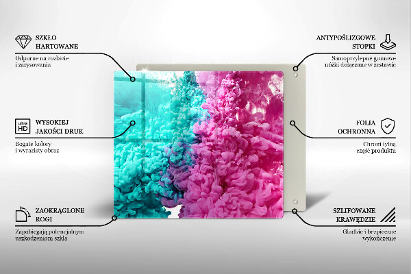 Induction hob cover Turkos-pink smoke