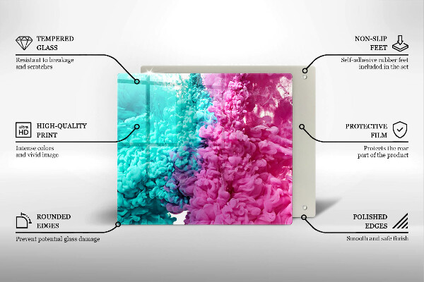 Induction hob cover Turkos-pink smoke