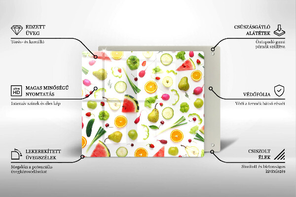 Worktop heat protector Fruit and vegetables pattern