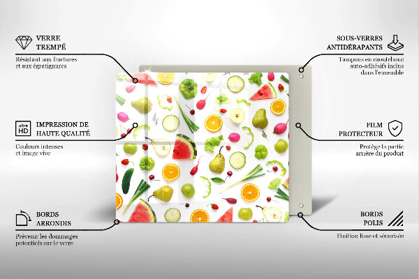 Worktop heat protector Fruit and vegetables pattern