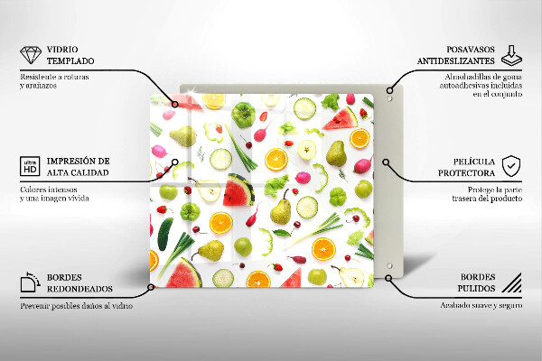 Worktop heat protector Fruit and vegetables pattern