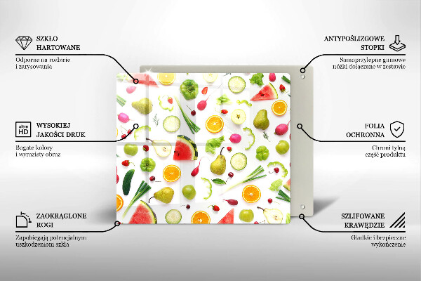 Worktop heat protector Fruit and vegetables pattern