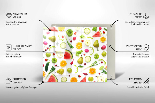 Worktop heat protector Fruit and vegetables pattern