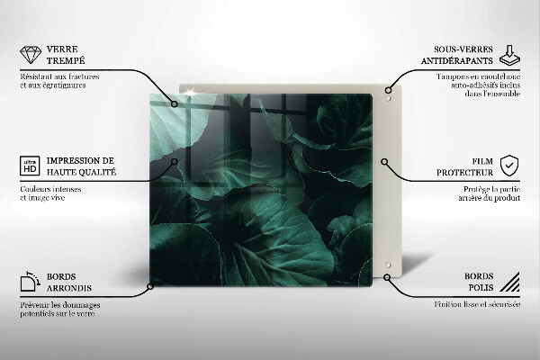 Worktop heat protector Wild dark leaves