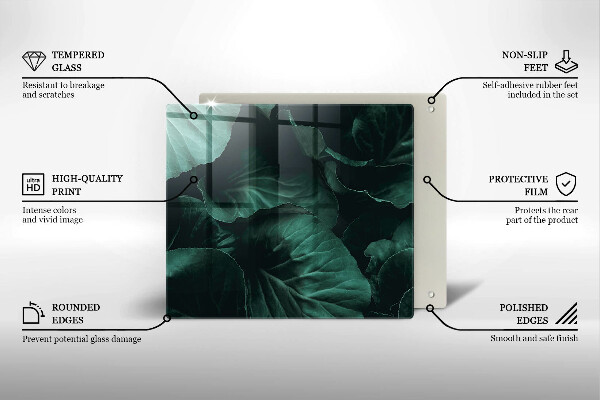 Worktop heat protector Wild dark leaves