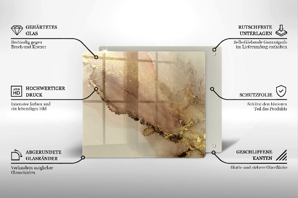 Induction hob cover Abstraction gold