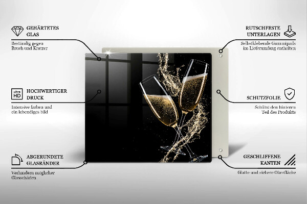 Induction hob cover Champagne glasses