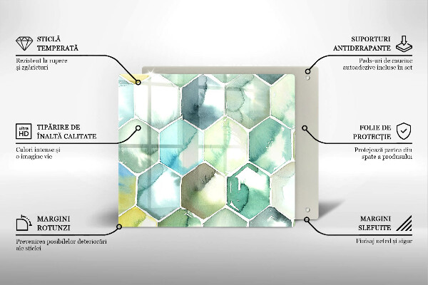 Kitchen worktop saver Watercolor hexagons