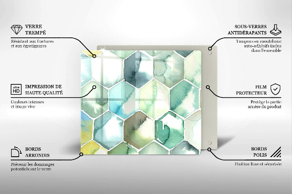 Kitchen worktop saver Watercolor hexagons