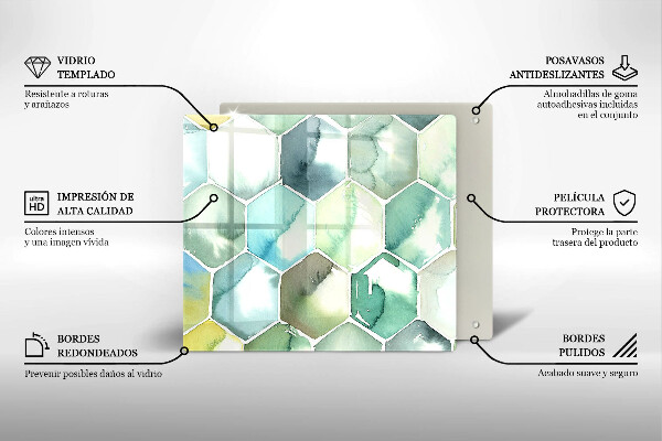 Kitchen worktop saver Watercolor hexagons