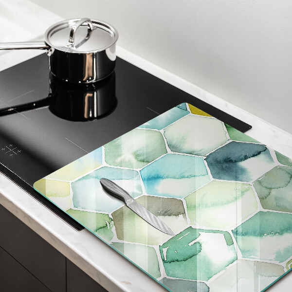 Kitchen worktop saver Watercolor hexagons