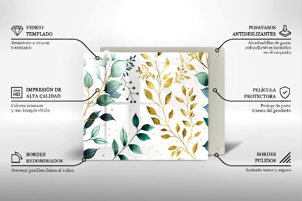 Kitchen worktop saver Green and golden leaves