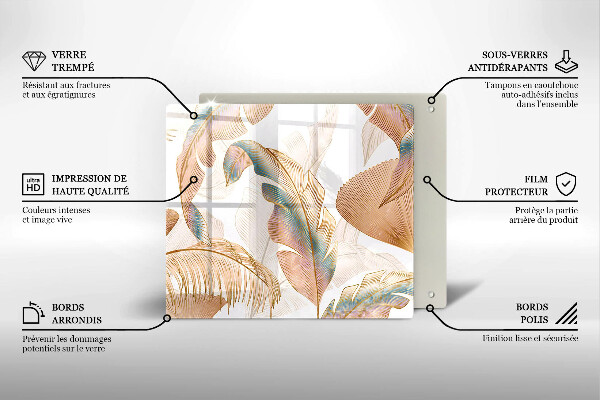 Kitchen worktop saver Boho feathers and leaves